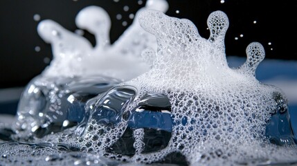 Close-Up of Water Splash with White Foam and Bubbles
