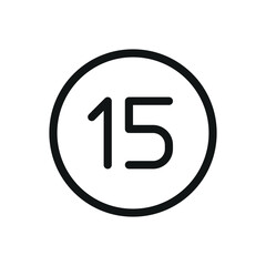 Billiard ball number 15 line icon, ball number fifteen vector symbol with editable stroke