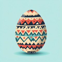 Modern Easter egg illustration with bold geometric patterns against pastel background