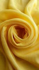 Close Up of Yellow Gold Fabric Draped in Soft Swirls