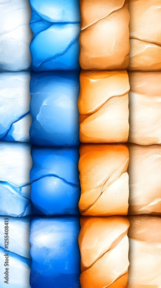 Aufkleber abstract background with a symmetrical pattern featuring blue and orange colored rocks. suitable for