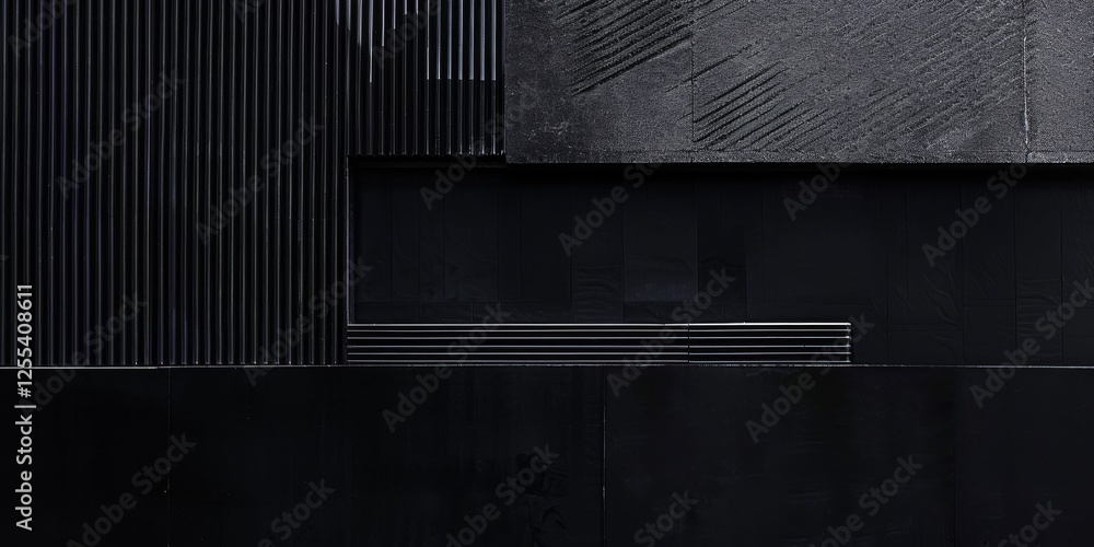 Poster an abstract minimalist artwork against a pure black background, abstract geometric shapes in a symme