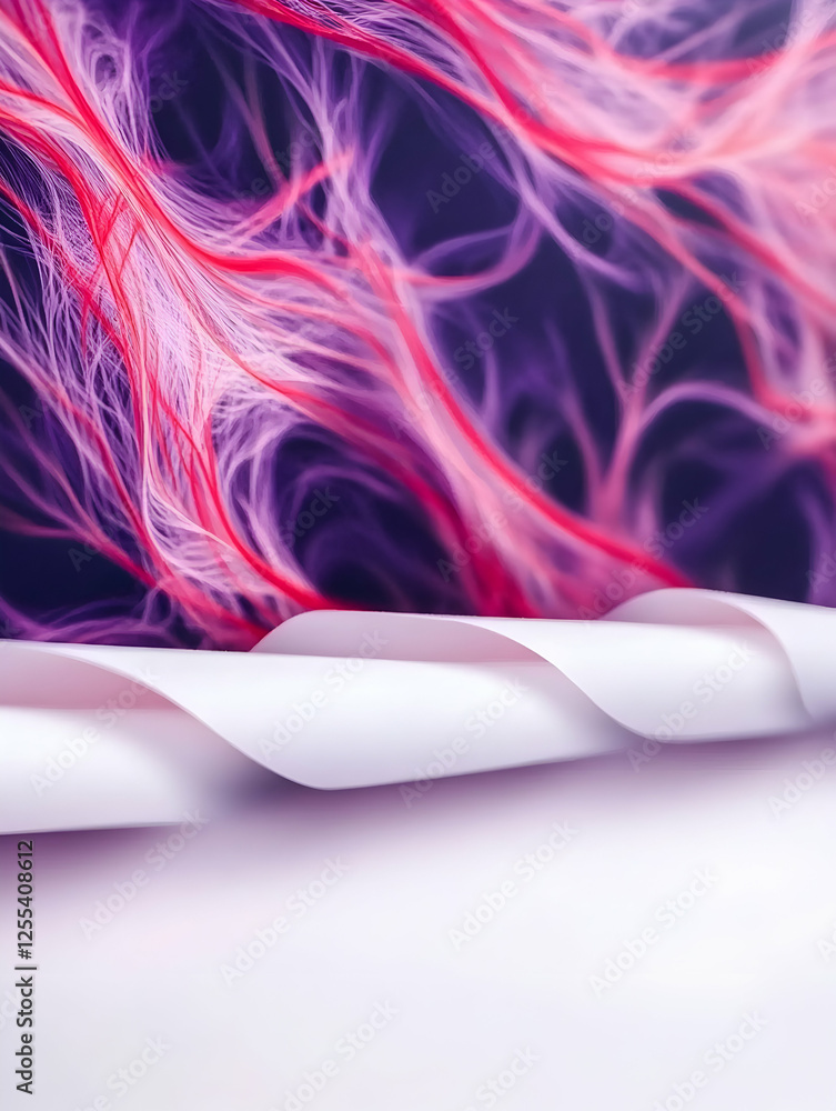 Poster abstract curve background. swirling red and purple lines and white base. concept for product present