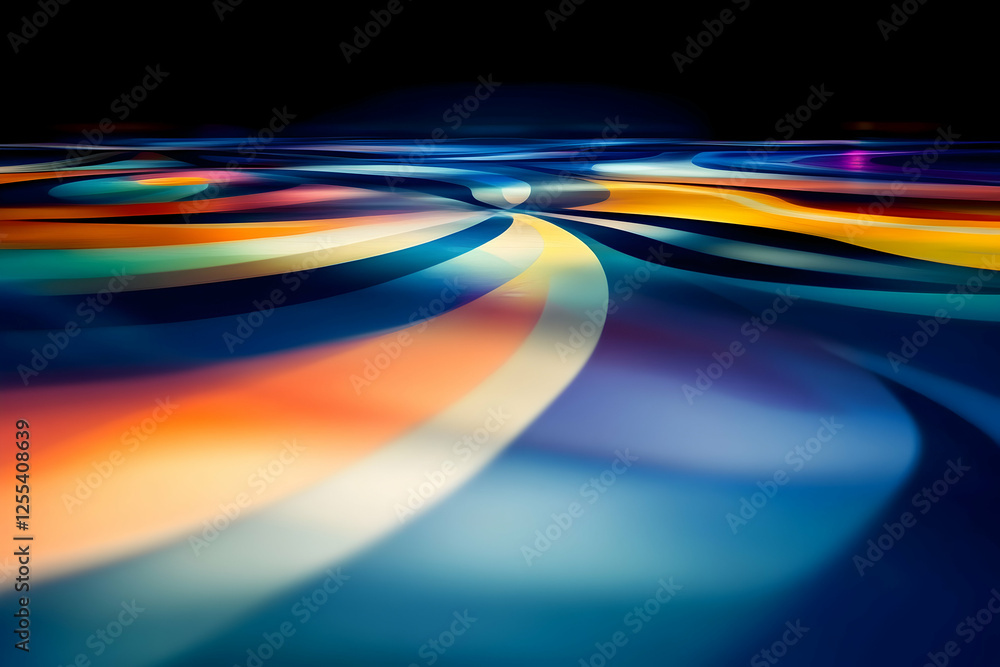 Poster abstract blurred motion lines of light on the surface creating a fluid dynamic, can be used as backg