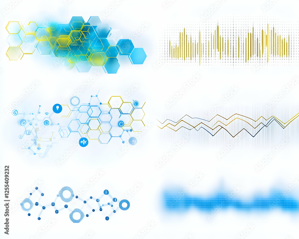 Aufkleber abstract science, medical technology themed design with hexagons and lines. concepts for presentatio