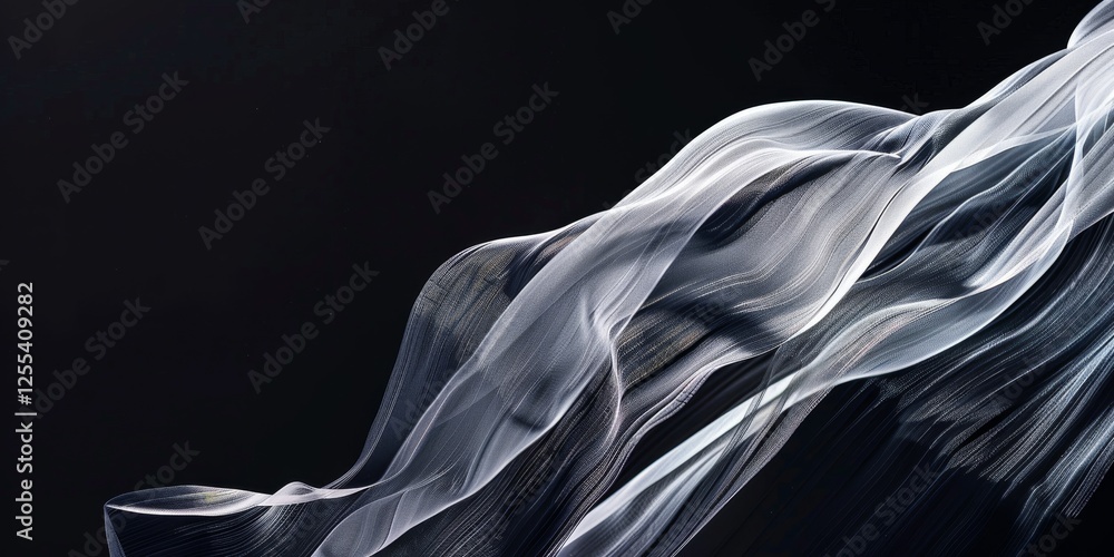 Poster an abstract minimalist artwork against a pure black background, geometric forms and textures in a st