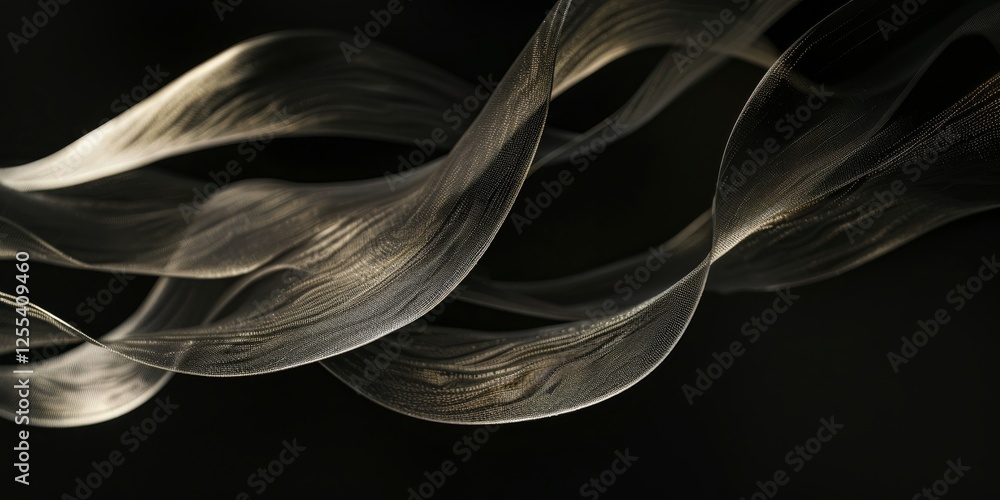 Poster an abstract minimalist artwork against a pure black background, geometric forms and textures in a st