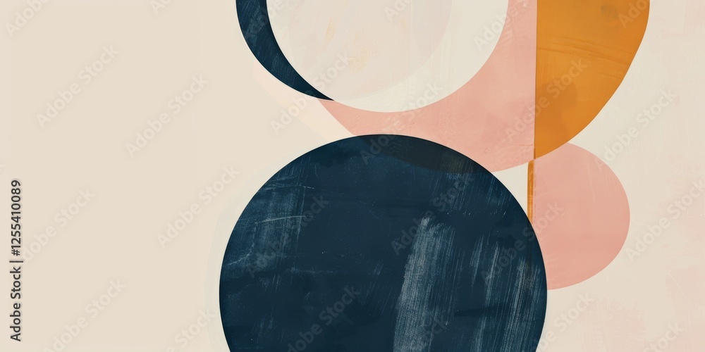 Poster an abstract minimalist artwork against a soft cream background, geometric shapes and negative space,