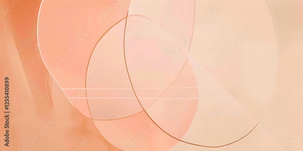 Poster an abstract minimalist artwork against a soft peach background, geometric shapes and negative space,