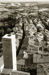 Obraz premium View of San Gimignano in Black and white, Siena Tuscany Italy