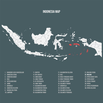 Indonesia Map with 38 Provinces - Maluku