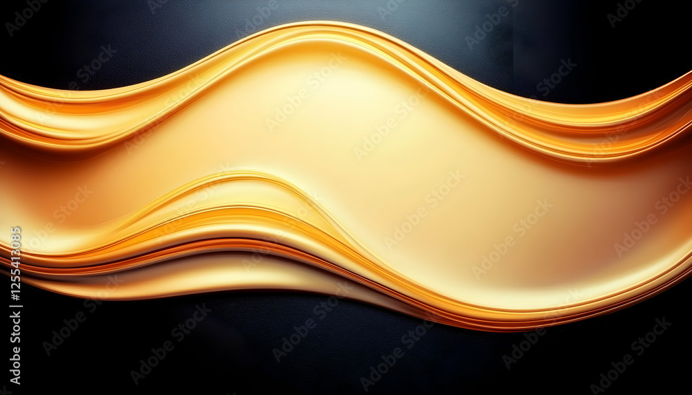 Poster elegant golden wave design with flowing motion on dark background, ideal for website banner or prese