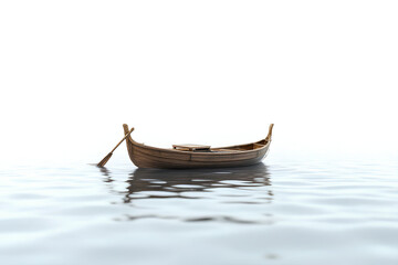 Serene Nyepi Reflection Wooden Boat and Paddle on Calm Water Symbolizing Silent Day Meditation and Peaceful Contemplation on Balinese Day of Silence