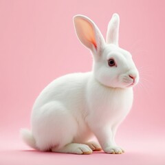 Obraz premium white rabbit on pink background