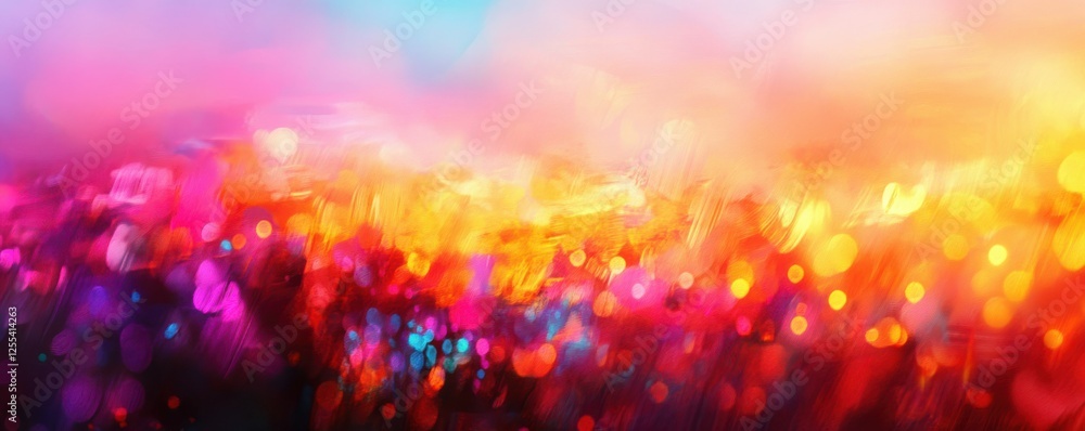 Poster vibrant abstract bokeh with warm gradient and colorful light effects