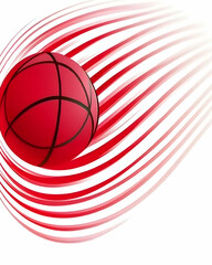 Fototapeta premium Red basketball illustration speeding with motion lines, for sport concepts, design elements or backgrounds
