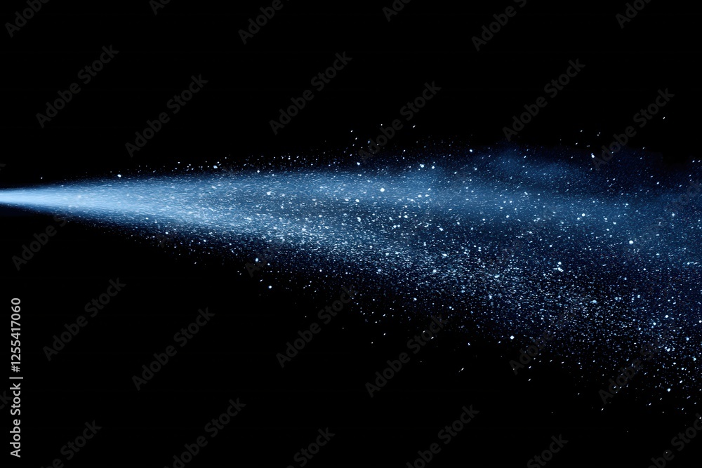 Poster abstract blue spray on black background creating a dynamic and ethereal cosmic effect