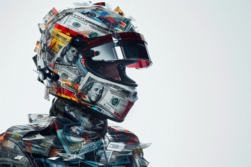 Fototapeta premium Professional racing team lineup in helmets and gear, showcasing unity and determination in motorsport, generative AI