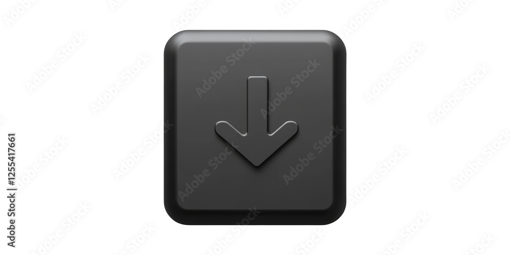 Poster black down arrow keycap with arrow symbol isolated on transparent background