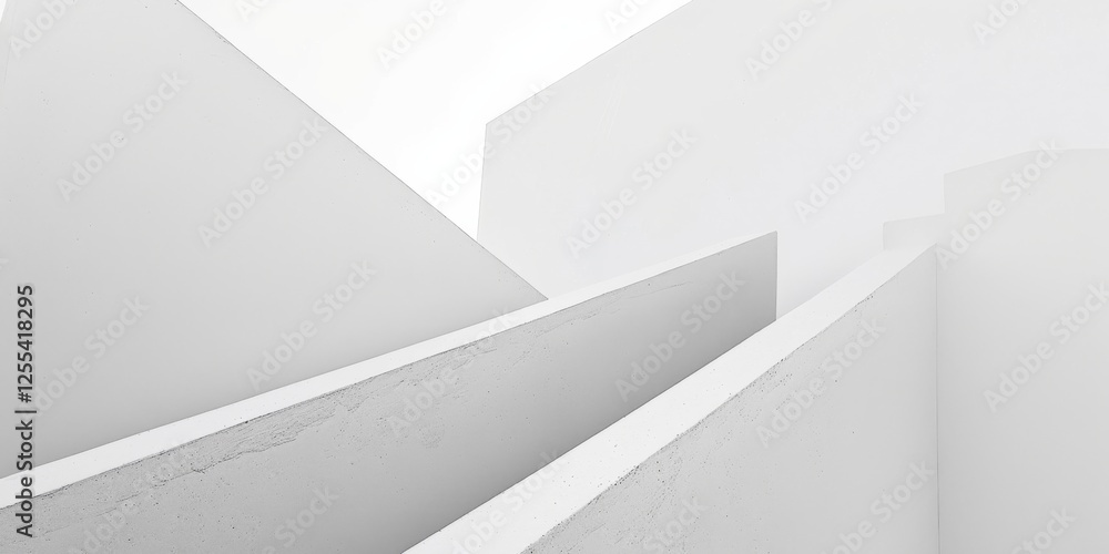 Poster an abstract minimalist composition featuring a stark white backdrop, geometric shapes in minimalist 