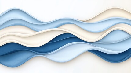Obraz premium Elegant Waves of Soft Blue and Cream Tones in Abstract Design for Modern Aesthetics