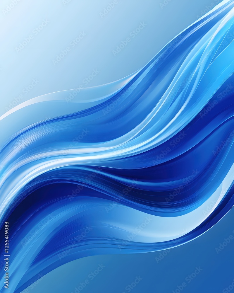 Canvas Prints abstract blue waves flowing across a light blue background creating a modern aesthetic