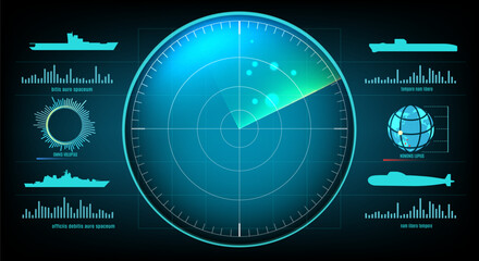 Military ship sonar screen interface