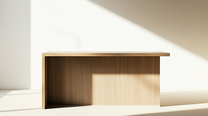 Fototapeta premium An empty table stands in an empty room in 3d style for product presentation and advertising