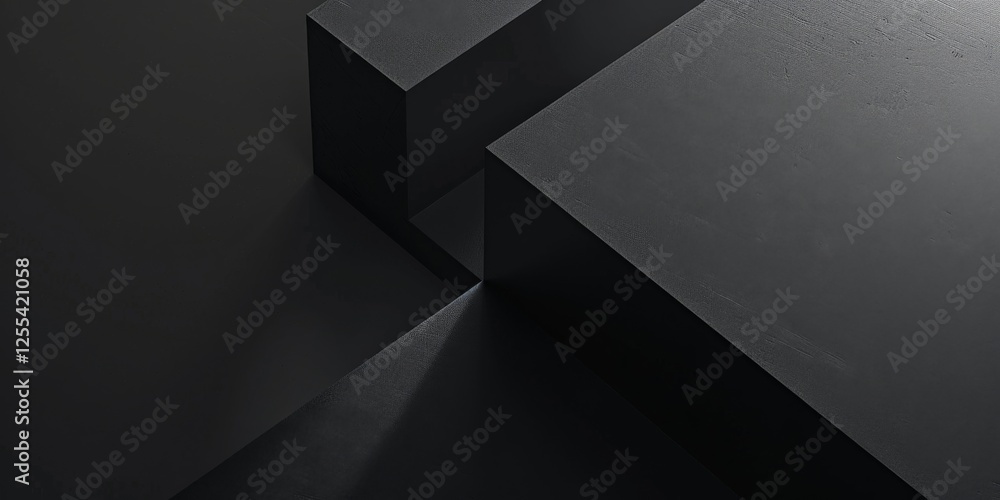 Poster An abstract minimalist concept set against a solid black backdrop, Geometric patterns and minimalistic details, Contemporary minimalist style