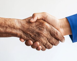 Commonwealth Covenant Day Contrast Elder and Youth Handshake on Textured Background - Cultural Heritage and Corporate Diplomacy for Institutional Branding