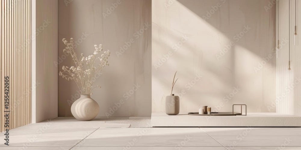 Aufkleber an abstract minimalist design featuring a light beige backdrop, minimalist elements in a harmonious 