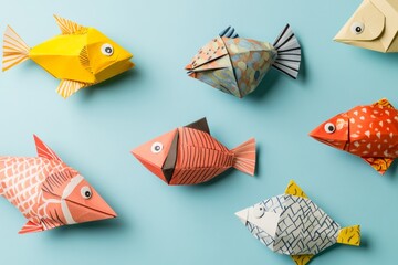 Whimsical Origami Revival April Fools Paper Fish with Vibrant Patterns - Spring Decor and Creative Marketing for Playful Event Design