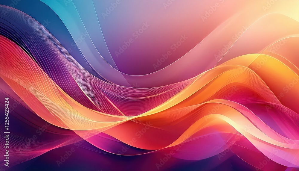 Poster fluid abstract wave in vibrant gradient colors with dynamic lines for digital background, web design, or branding

