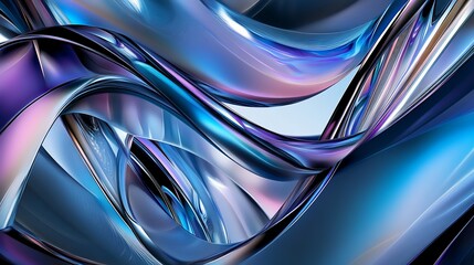 Complex futuristic abstract design with overlapping curves in shades of blue and purple