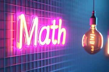 Futuristic Neon Math Display Interactive Grid for World Math Day - STEM Education and Tech Integration in Spring Learning Environments