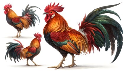Fototapeta premium rooster on white background