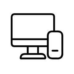 Computer icon, desktop workstation outline