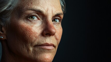 Obraz premium Portrait of Middle-Aged Woman with Melanoma Skin Cancer