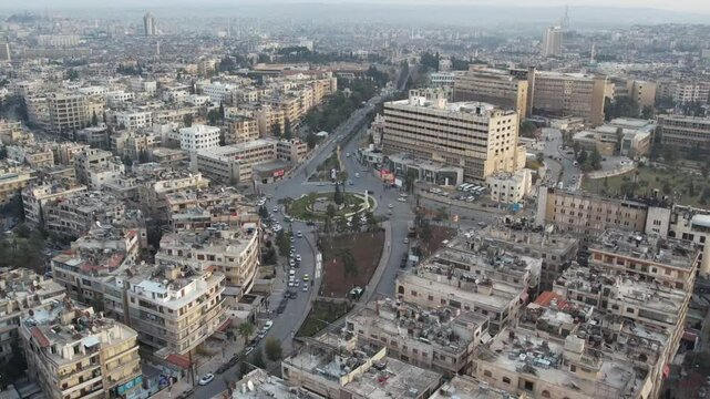 Aerial view of Aleppo City in Syria.