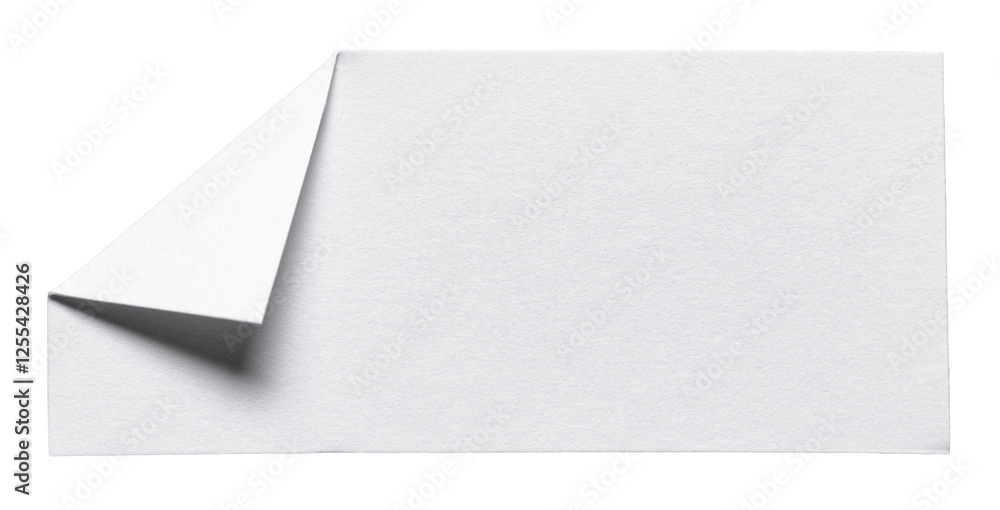 Fototapete white piece of isolated cut out blank paper note cardboard with folded corner dog-ear earmark and co