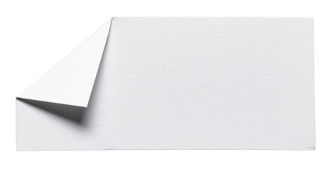 White piece of isolated cut out blank paper note cardboard with folded corner dog-ear earmark and...