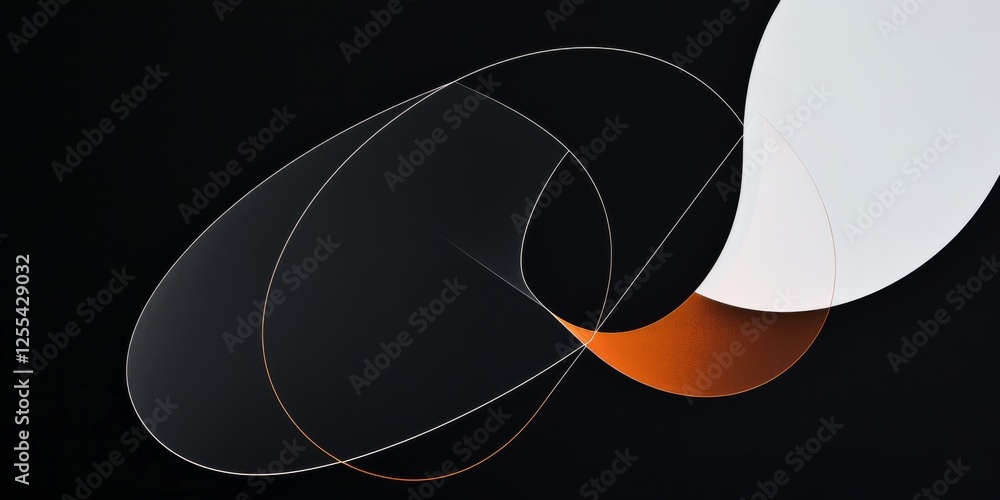 Poster an abstract minimalist design on a pure black backdrop, line art with negative space, modern design 