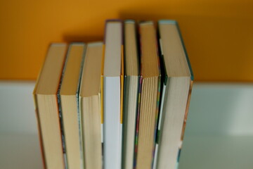 stack of books on the shelf