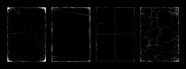 Gordijnen Paper overlay texture with worn edges, slightly torn with vintage effect, grainy, vintage. Overlay worn and torn paper texture set. Stamps A4 frames for background. Vintage vector graphic collection © SergeyBitos
