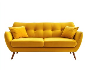 Fototapeta premium Modern yellow sofa isolated on a white background with a clipping path