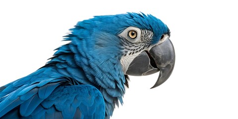 Fototapeta premium portrait of a blue macaw isolated on white background