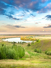 Naklejka premium Beautiful landscape with a river and trees