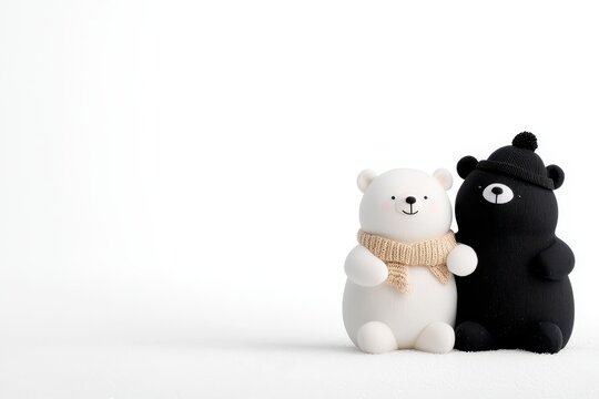Two charming plush bears in scarves, representing friendship and warmth.