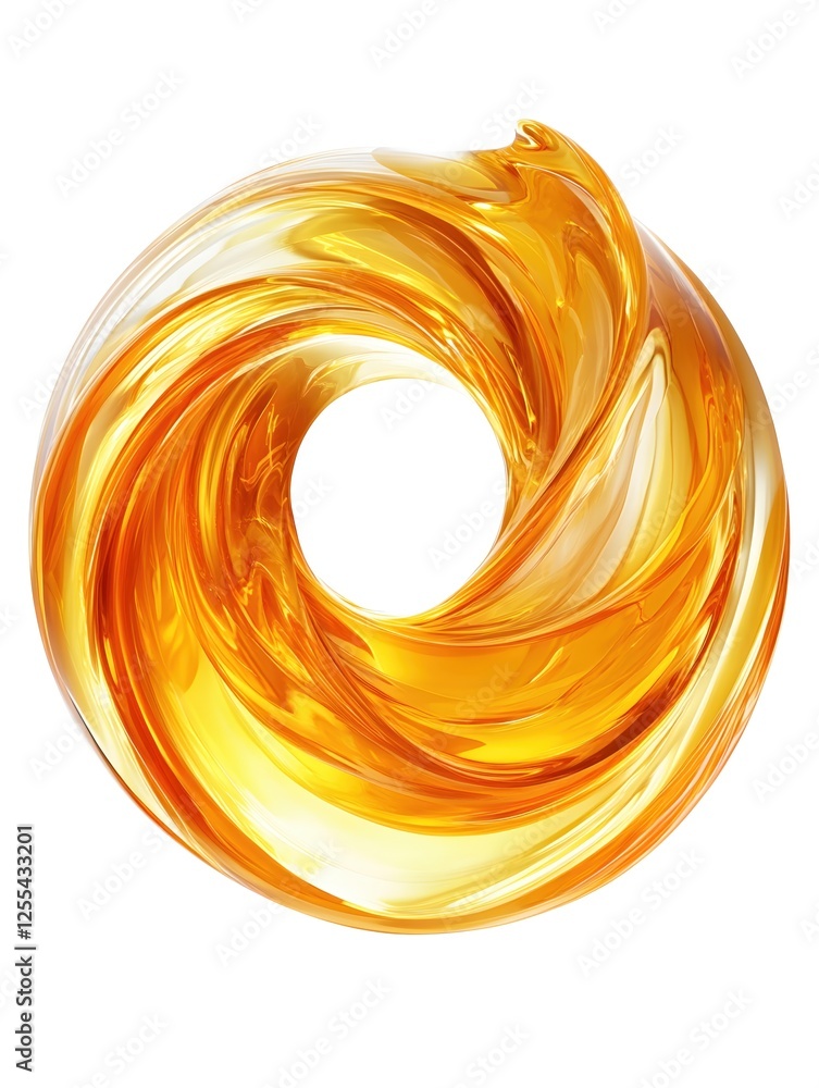 Aufkleber abstract golden fluid swirl with central white circle on a white background creating a dynamic desig