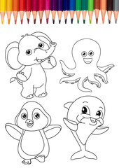 Naklejka premium cartoon animal set